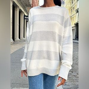 Striped Gray and White Women's Sweater